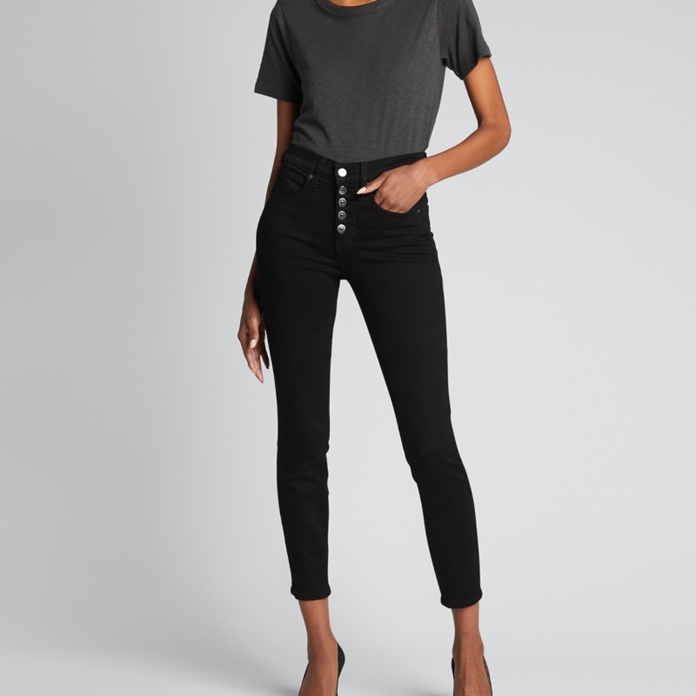 Veronica Beard Debbie High Rise Ankle Skinny Cotton Stretch Jeans Onyx Sz 4
